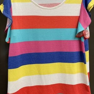 Striped BomBom “NWOT” XL Flutter sleeve Top